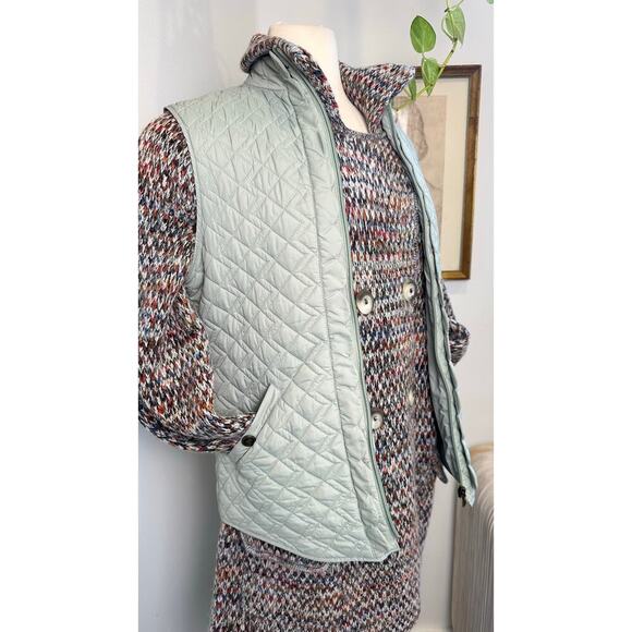 Light Blue Quilted Scallop Vest for Women - Puffer Style with Pockets size M - Picture 3 of 9